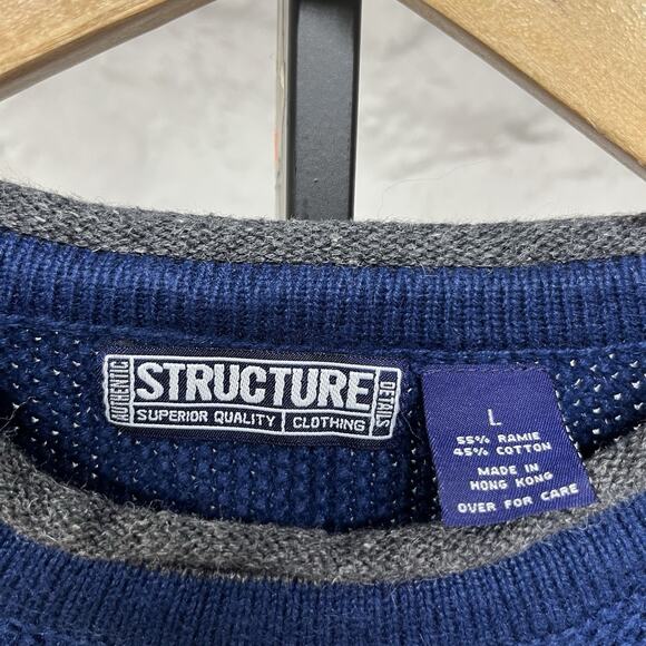 Structure Roll neck Sweater Cotton Ramie Textured Fisherman Boxy Vintage 90s y2k - Picture 5 of 6